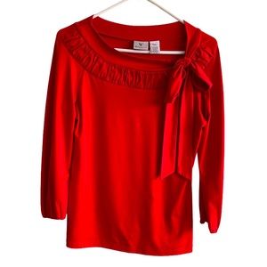 Worthington Stretch Red Blouse with bow